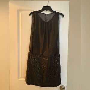 Adrianna Papell Black Sequin Backless Dress